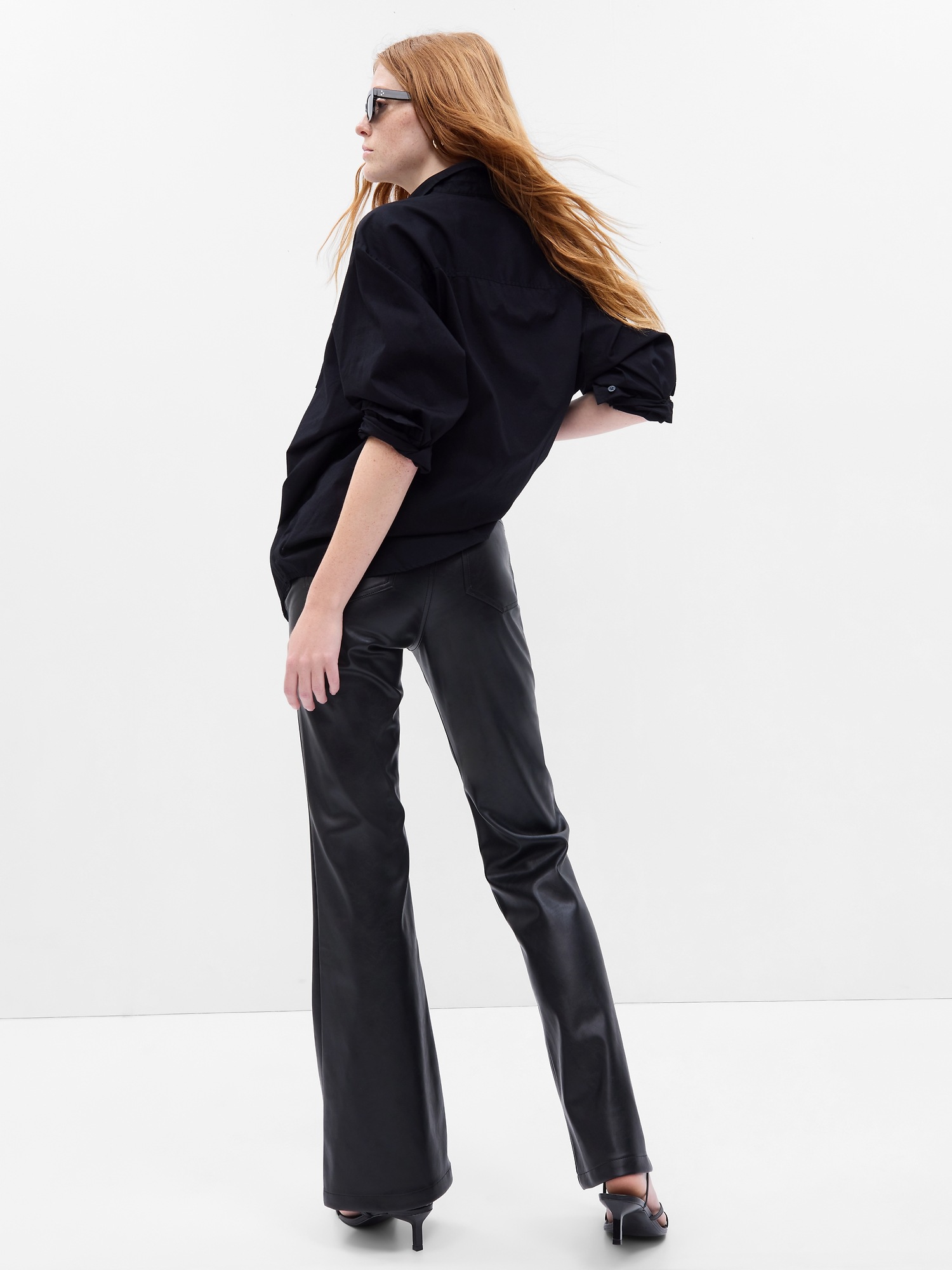 High Rise '70s Flare Vegan-Leather Pants