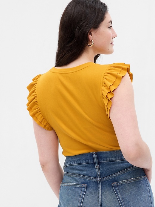 Image number 4 showing, Ribbed Flutter Sleeve Top