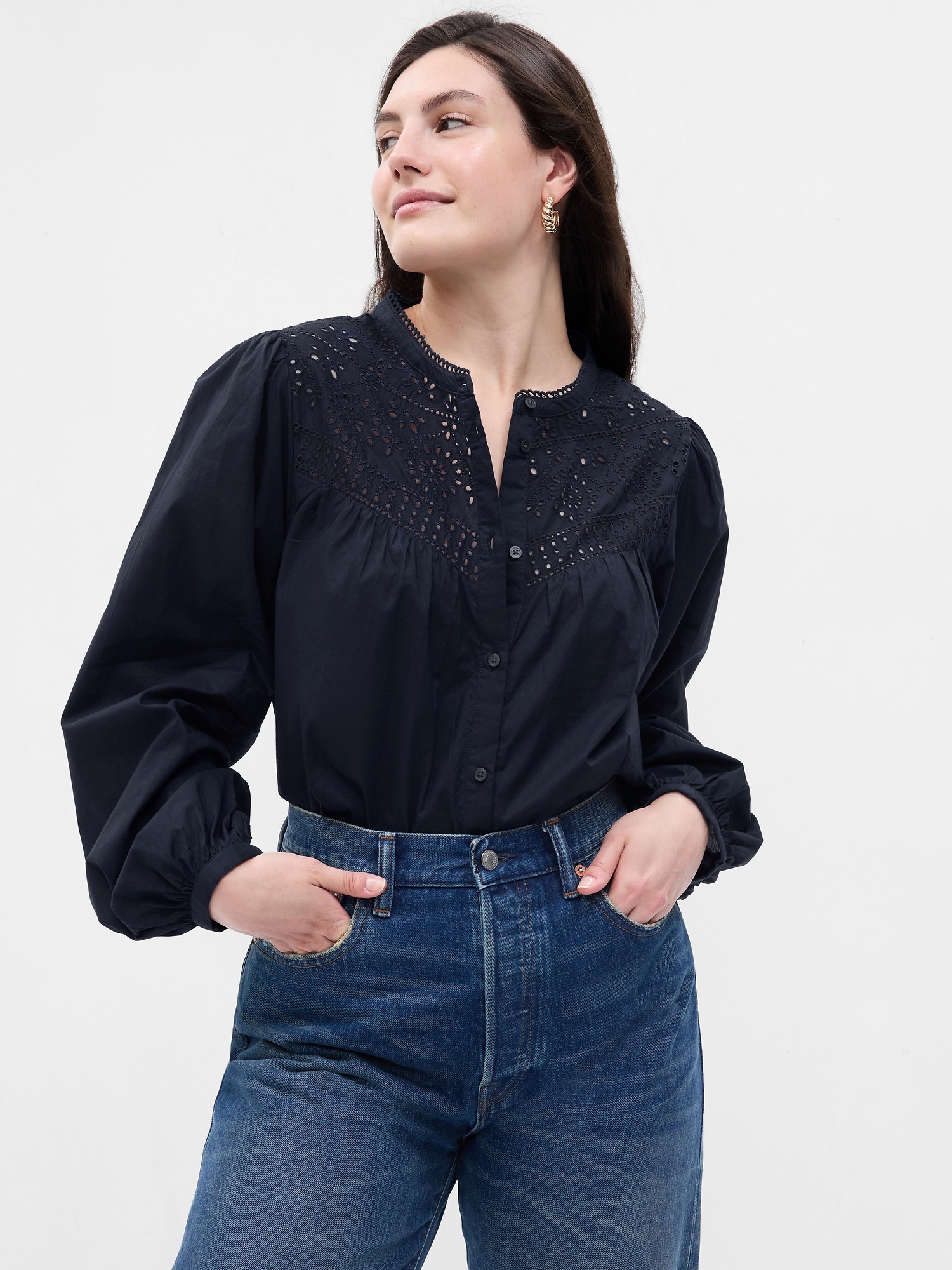 Poplin Eyelet Top