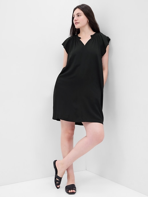 Image number 5 showing, Flutter Sleeve Splitneck Mini Dress