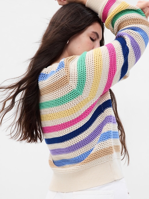 Image number 4 showing, Crochet Crewneck Sweater