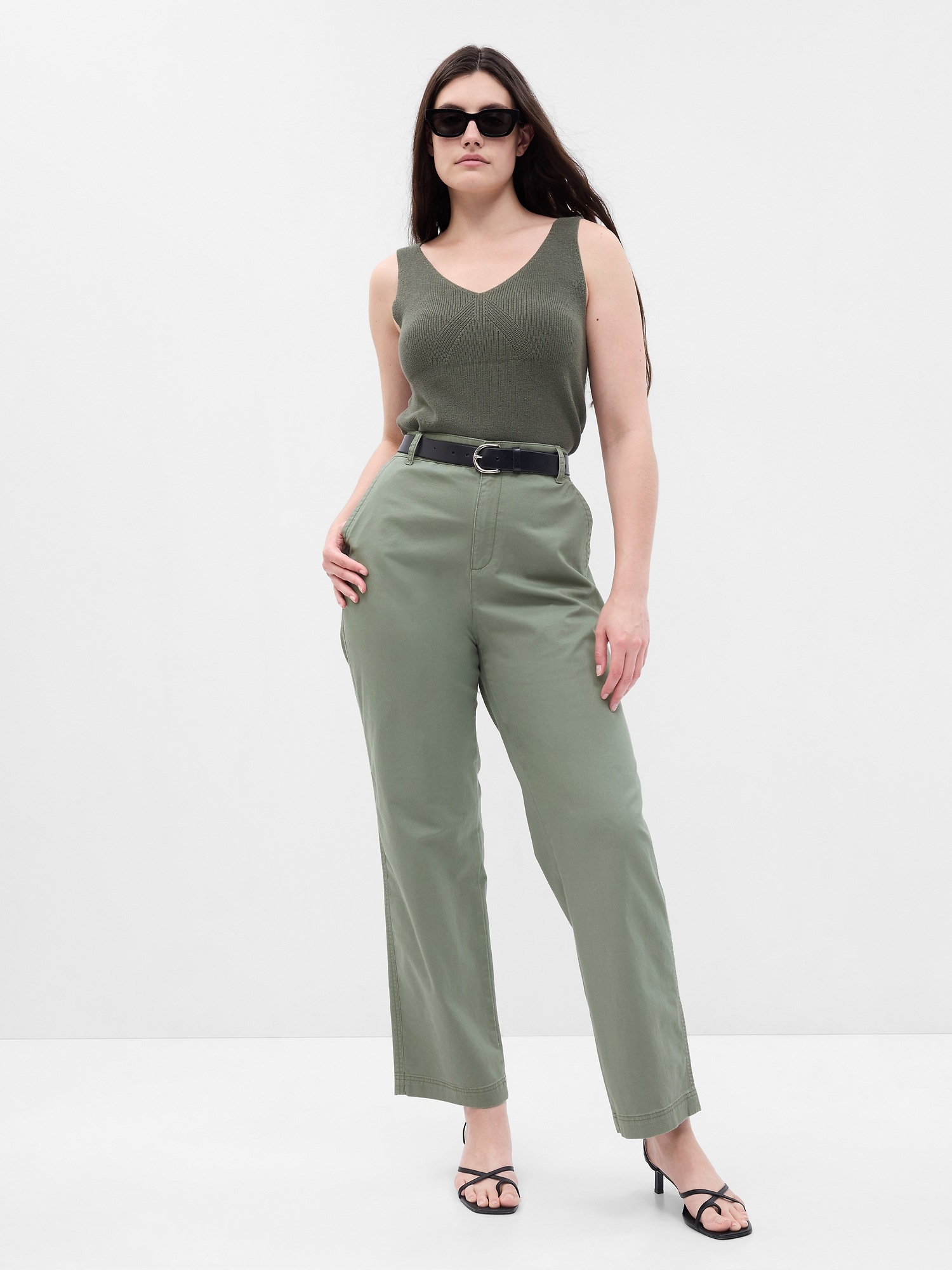 High Rise Girlfriend Khakis with Washwell