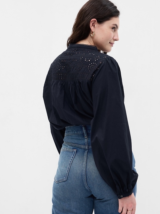 Image number 3 showing, Poplin Eyelet Top