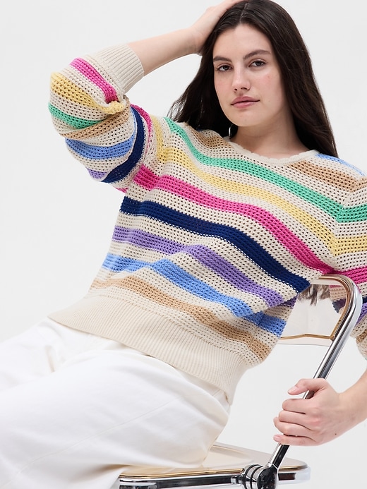 Image number 3 showing, Crochet Crewneck Sweater