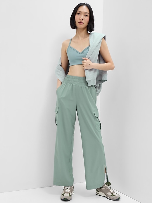 Image number 1 showing, GapFit Relaxed Wide-Leg Runaround Cargo Pants