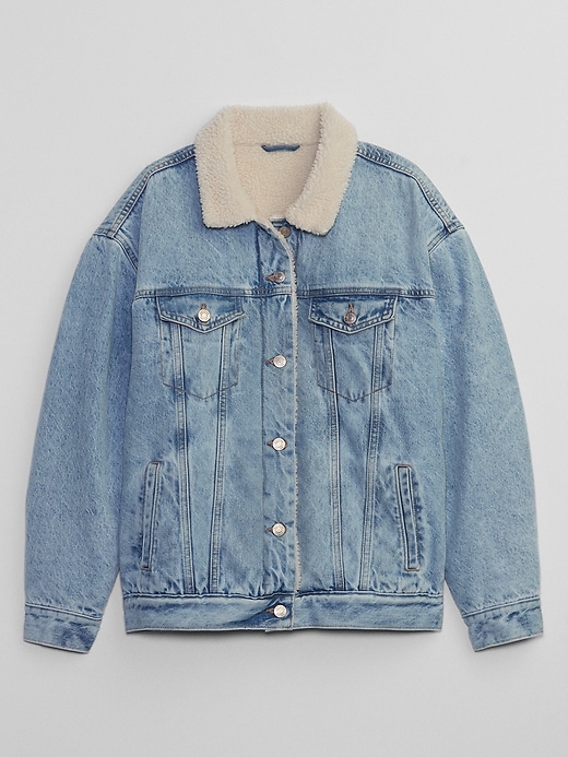 Image number 3 showing, Oversized Sherpa Icon Denim Jacket with Washwell