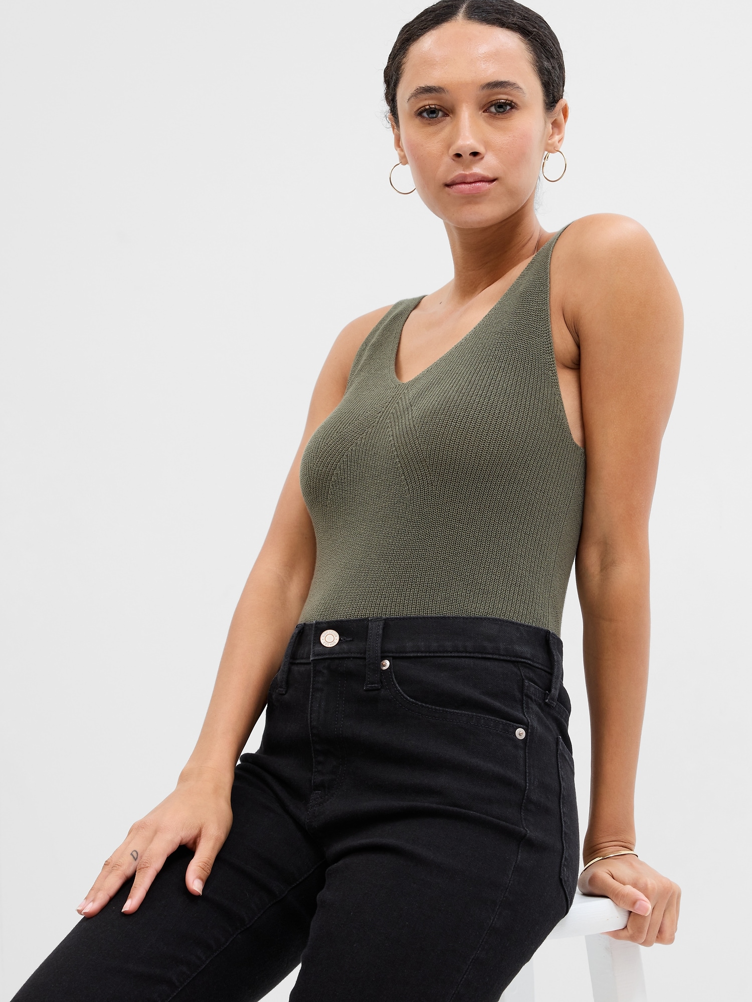 Ribbed V-Neck Tank Top