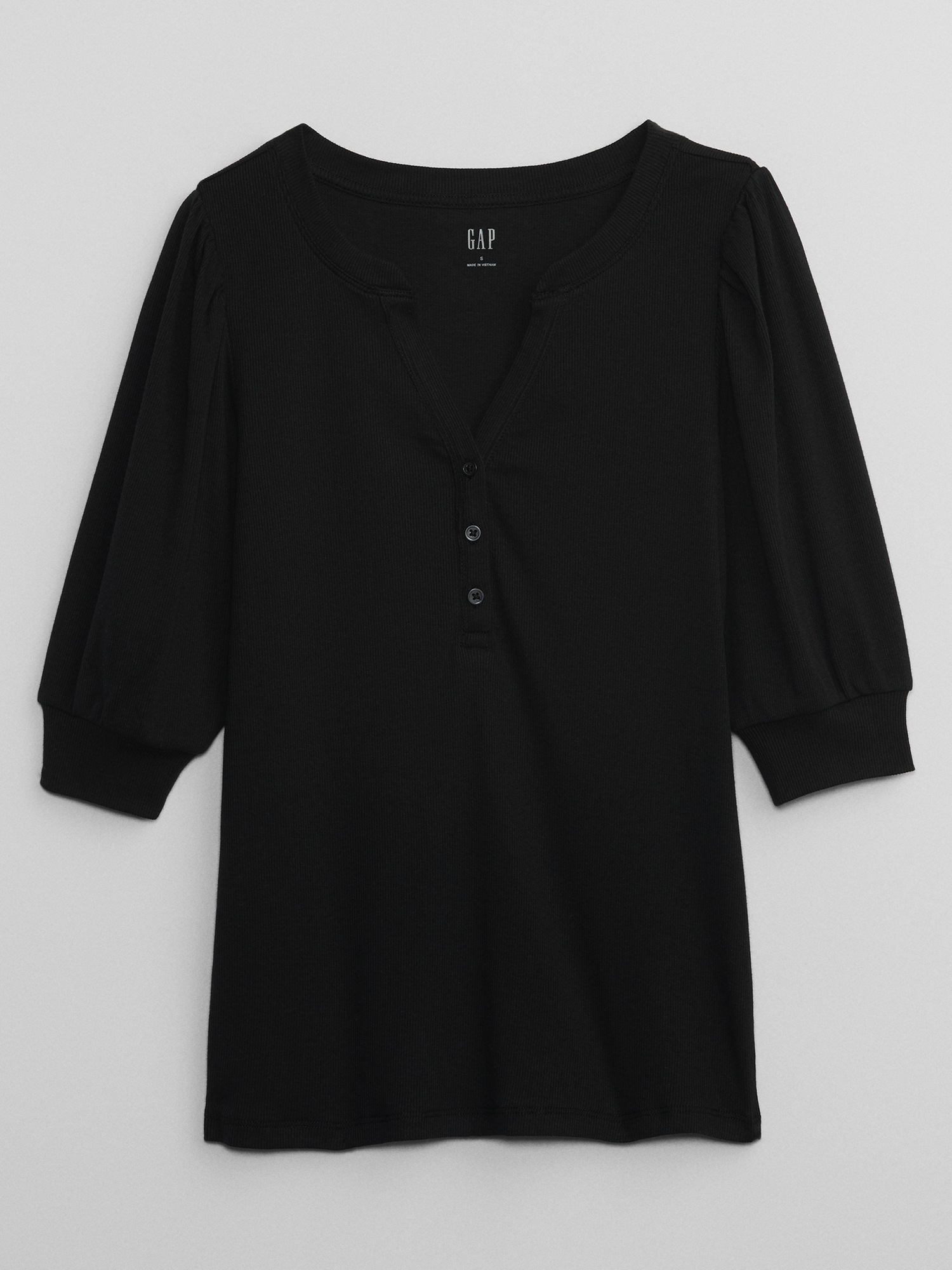 Fitted Henley Puff Sleeve Top Gap Factory