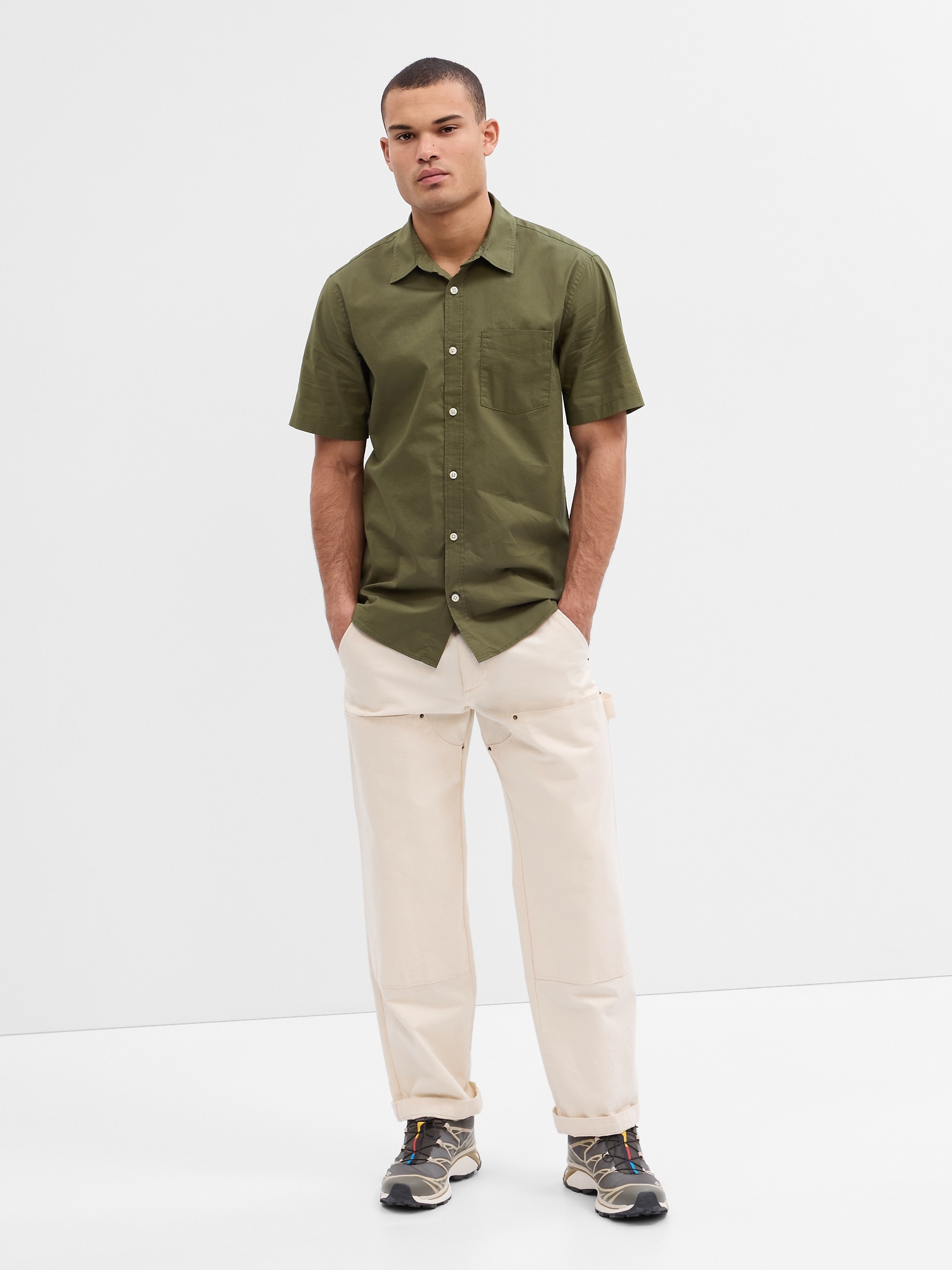 Stretch Poplin Shirt in Slim Fit