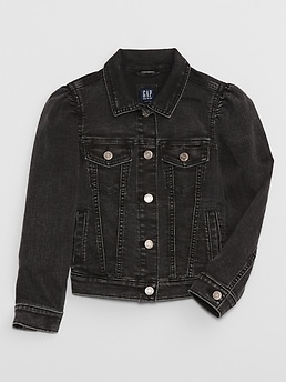 HOLIDAY PUFF SLEEVE DENIM JACKET ブラック INSPIRE CHIC Women's Basic Puff Sleeve Washed Lightweight