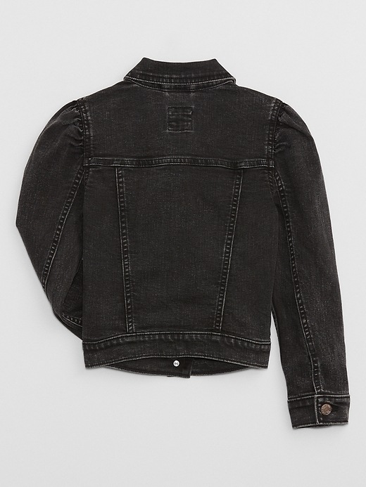 View large product image 2 of 3. Kids Puff Sleeve Icon Denim Jacket with Washwell