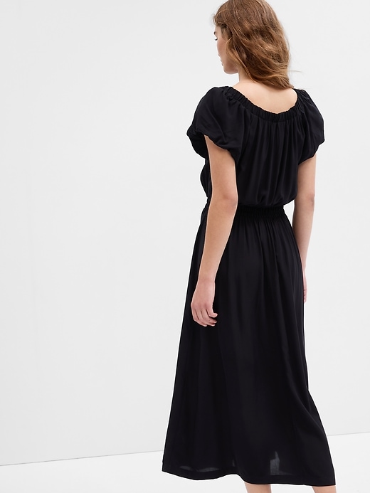 Image number 3 showing, Boatneck Puff Sleeve Midi Dress