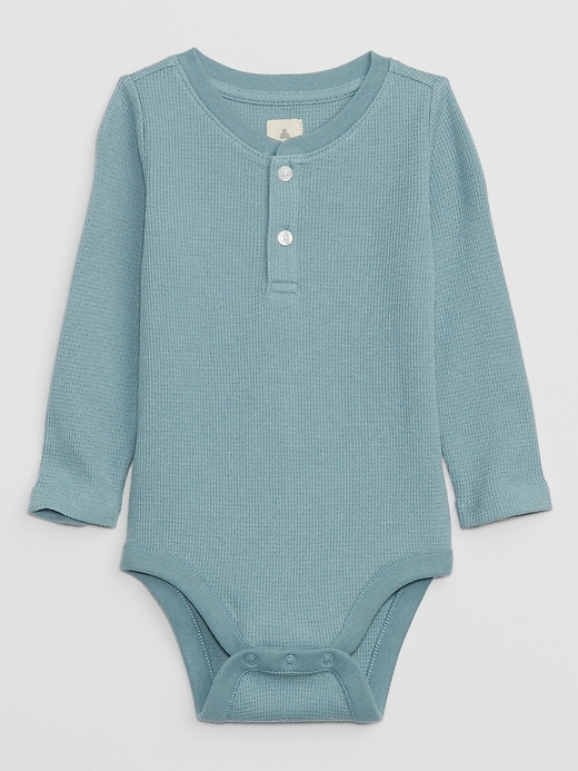 View large product image 1 of 1. Baby Waffle-Knit Henley Bodysuit