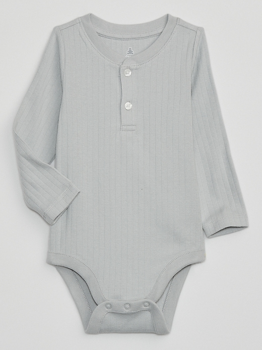 View large product image 1 of 1. Baby Ribbed Henley Bodysuit