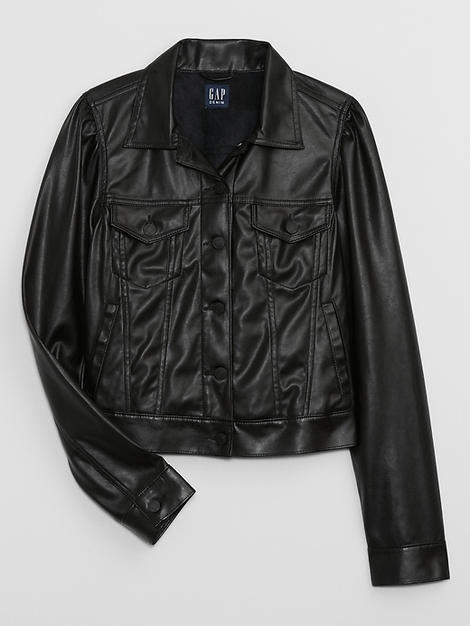 Image number 3 showing, Puff Sleeve Icon Vegan-Leather Jacket