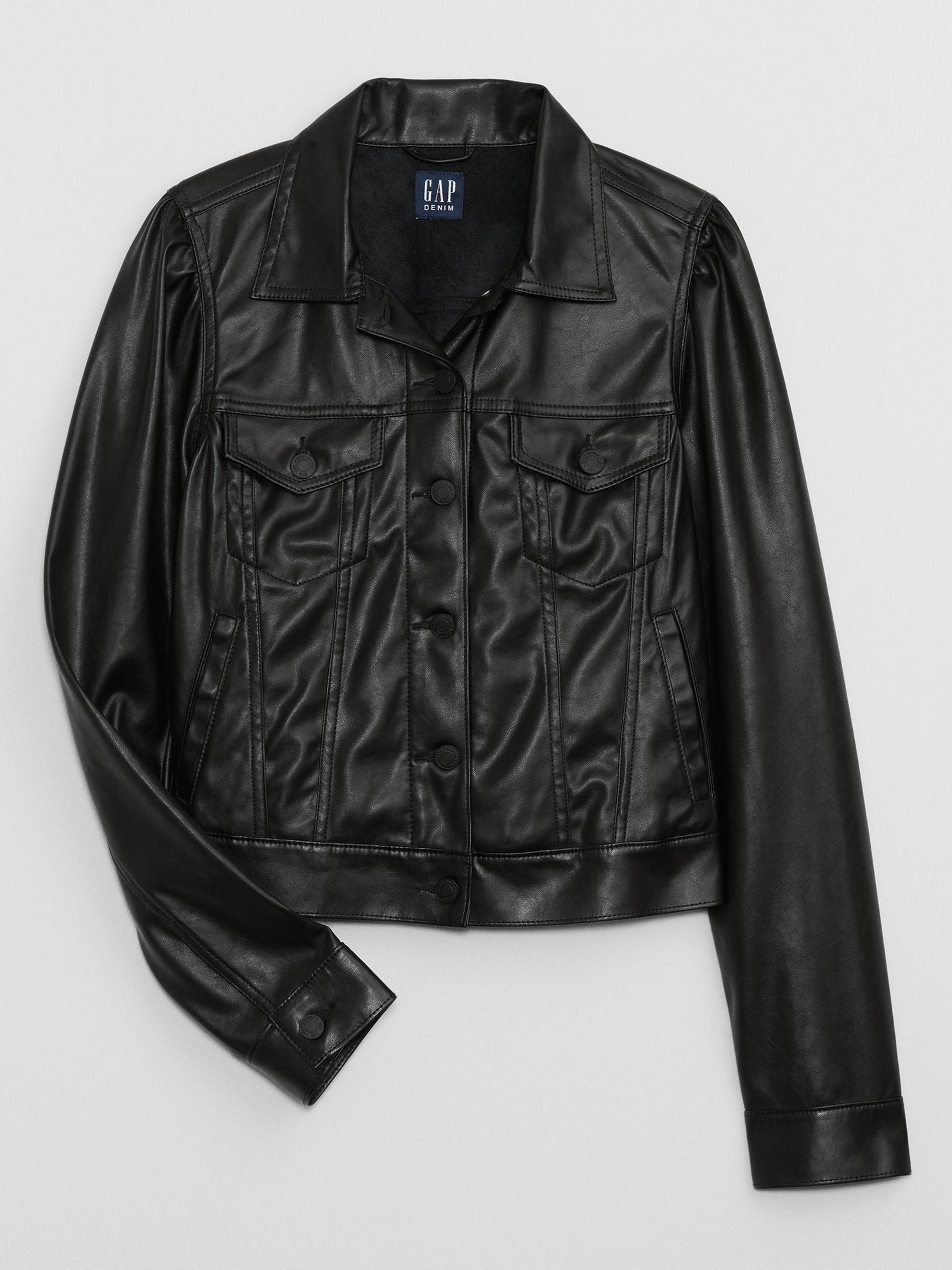 Puff Sleeve Icon Vegan-Leather Jacket | Gap Factory
