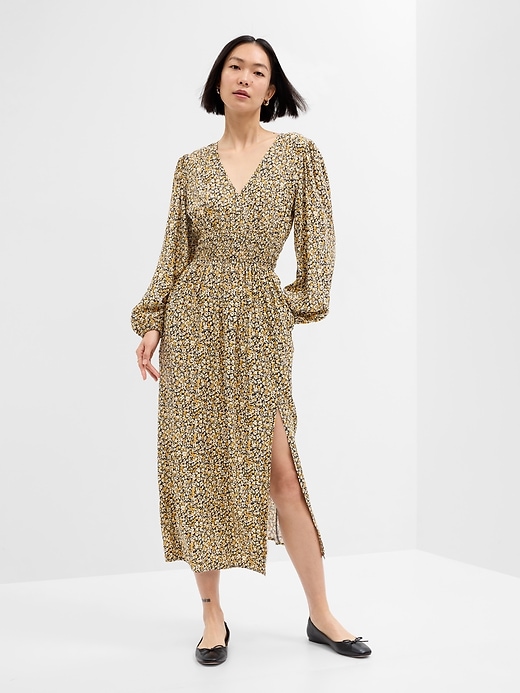Image number 1 showing, Smocked V-Neck Maxi Dress