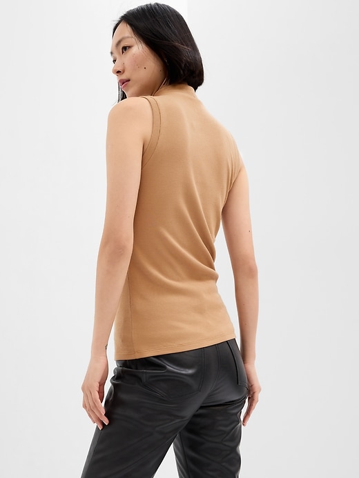 Image number 2 showing, Fitted Sleeveless Mockneck T-Shirt