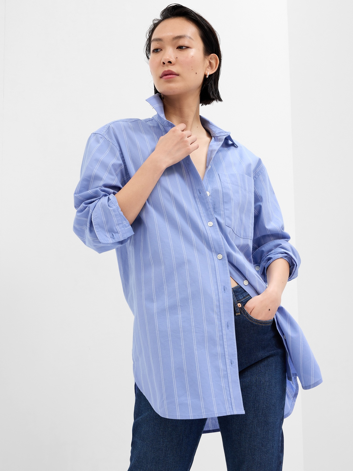 Oversized Poplin Tunic Shirt