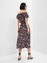 View large product image 3 of 3. Boatneck Puff Sleeve Midi Dress