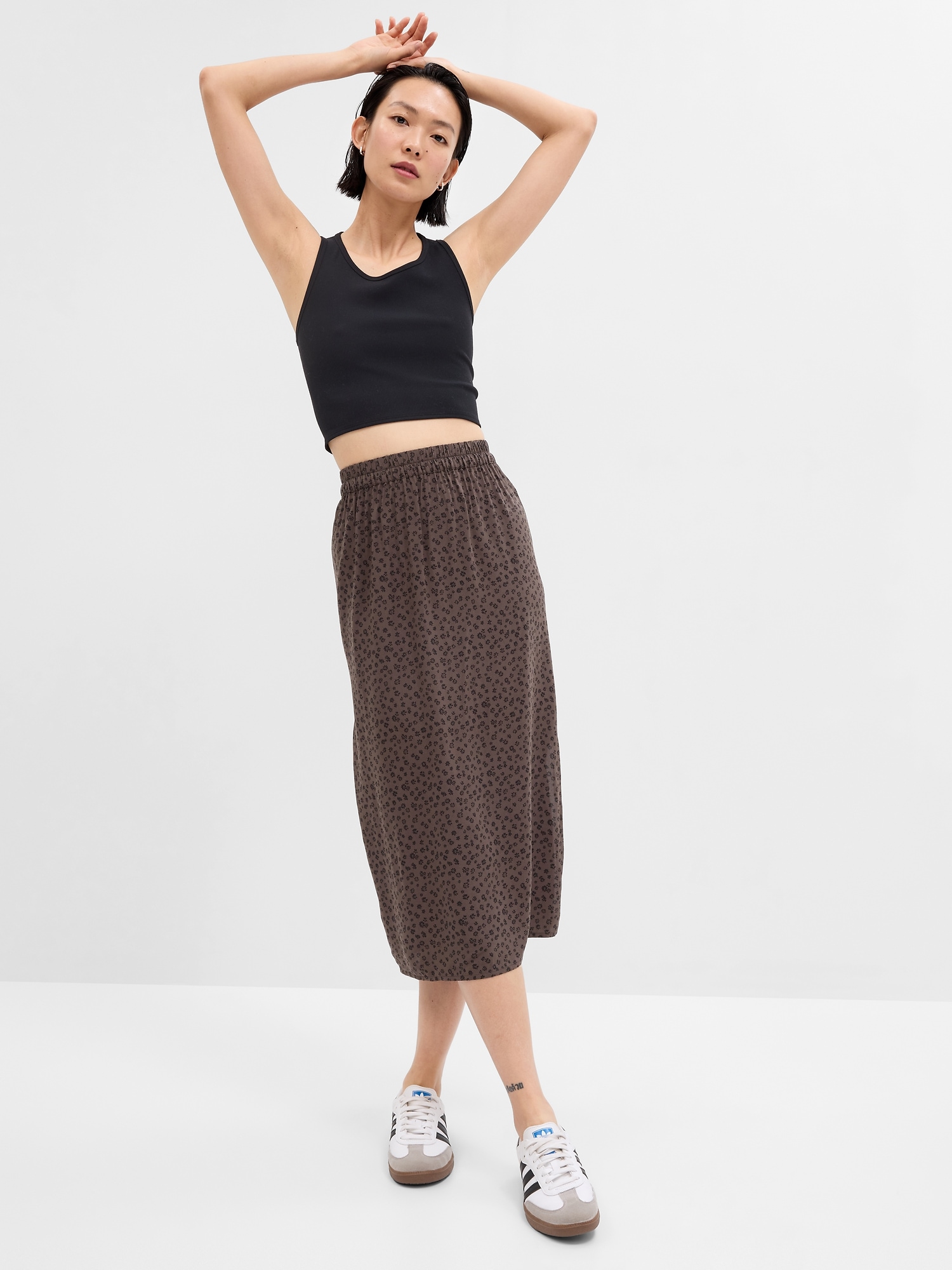 Satin Midi Slip Skirt