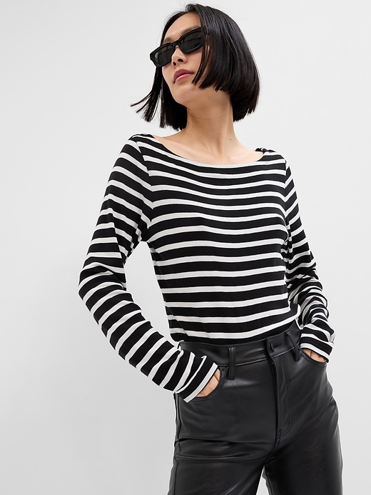 Image number 1 showing, Favorite Stripe Boatneck T-Shirt