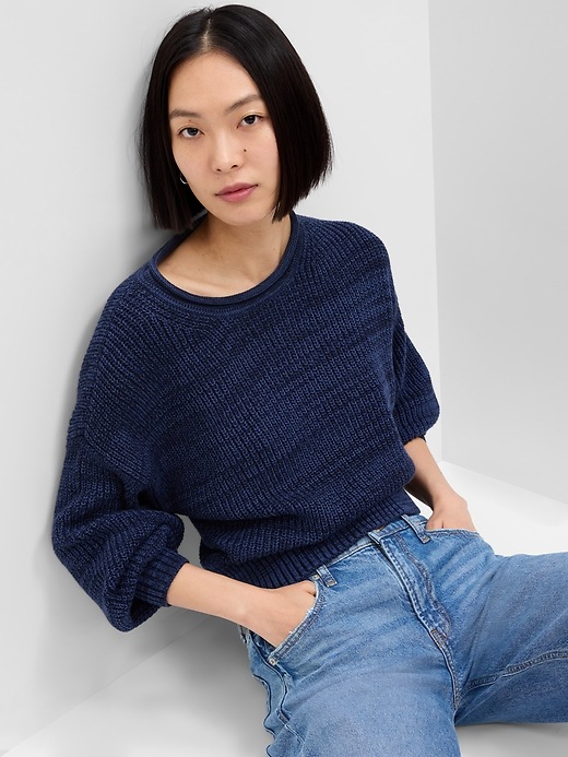 Image number 1 showing, Relaxed Shaker-Stitch Sweater