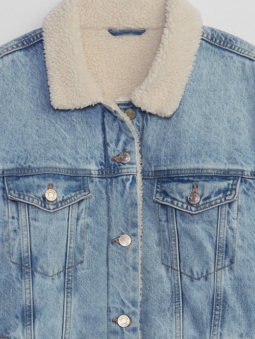 Image number 4 showing, Oversized Sherpa Icon Denim Jacket with Washwell