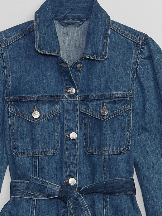 Image number 4 showing, Belted Puff Sleeve Denim Jacket