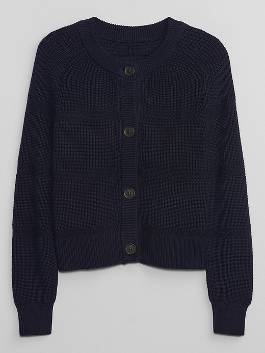 Navy Mix, Textured Stitch Waterfall Cardigan