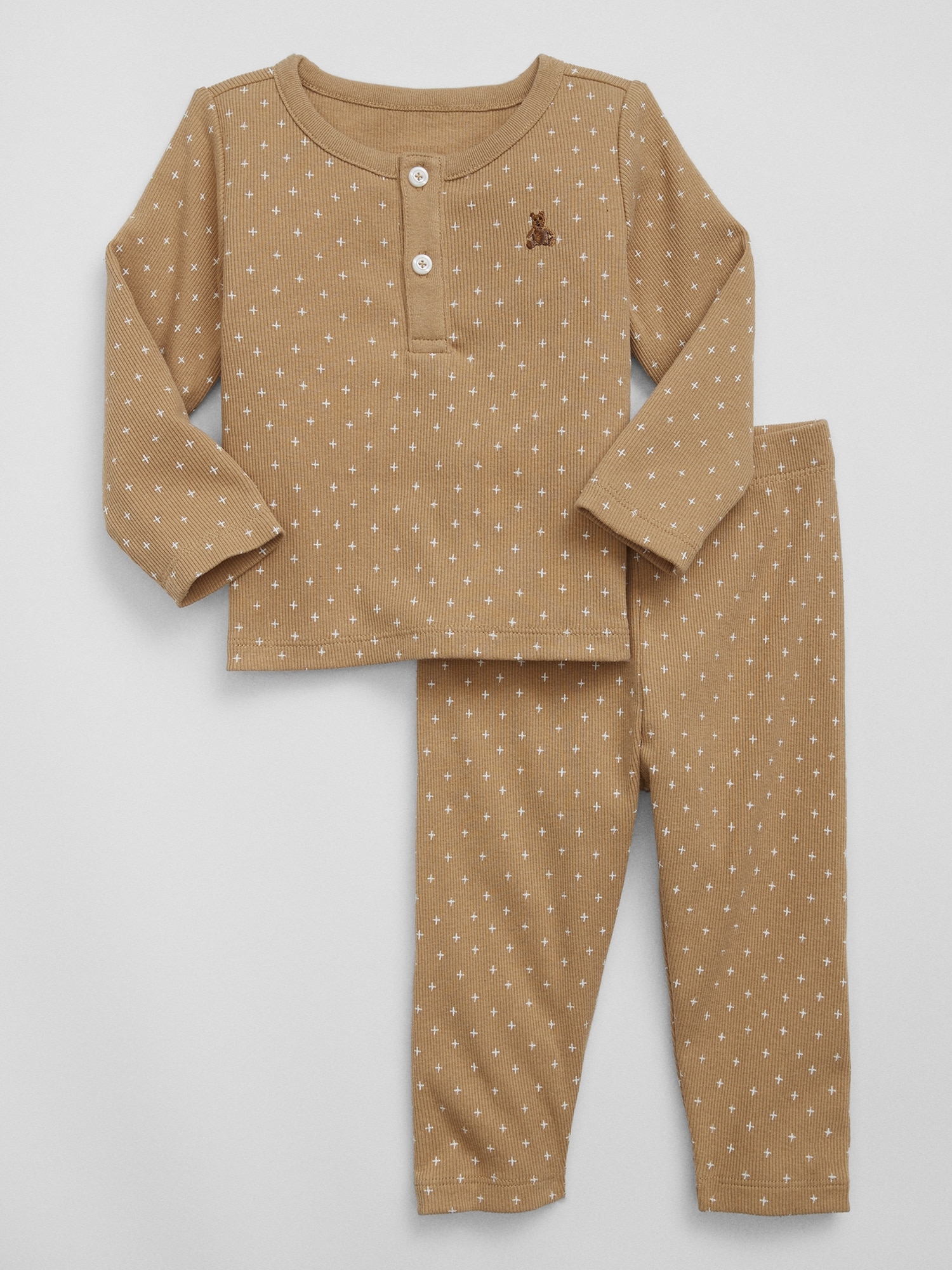 Baby Ribbed Henley Two-Piece Outfit Set