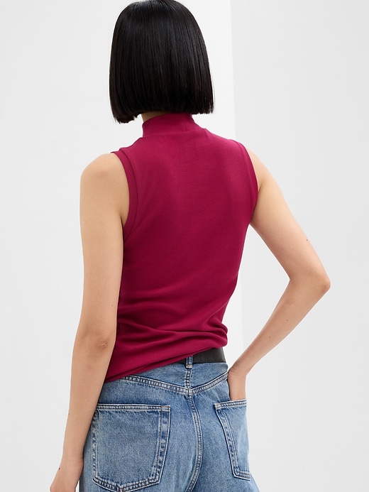 Image number 8 showing, Fitted Sleeveless Mockneck T-Shirt
