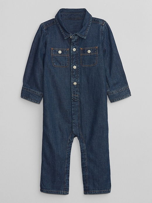 View large product image 1 of 1. Baby Denim One-Piece with Washwell