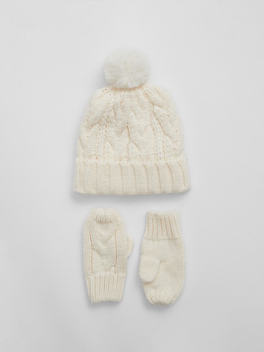 Toddler CableKnit Beanie and Mitten Set Gap Factory