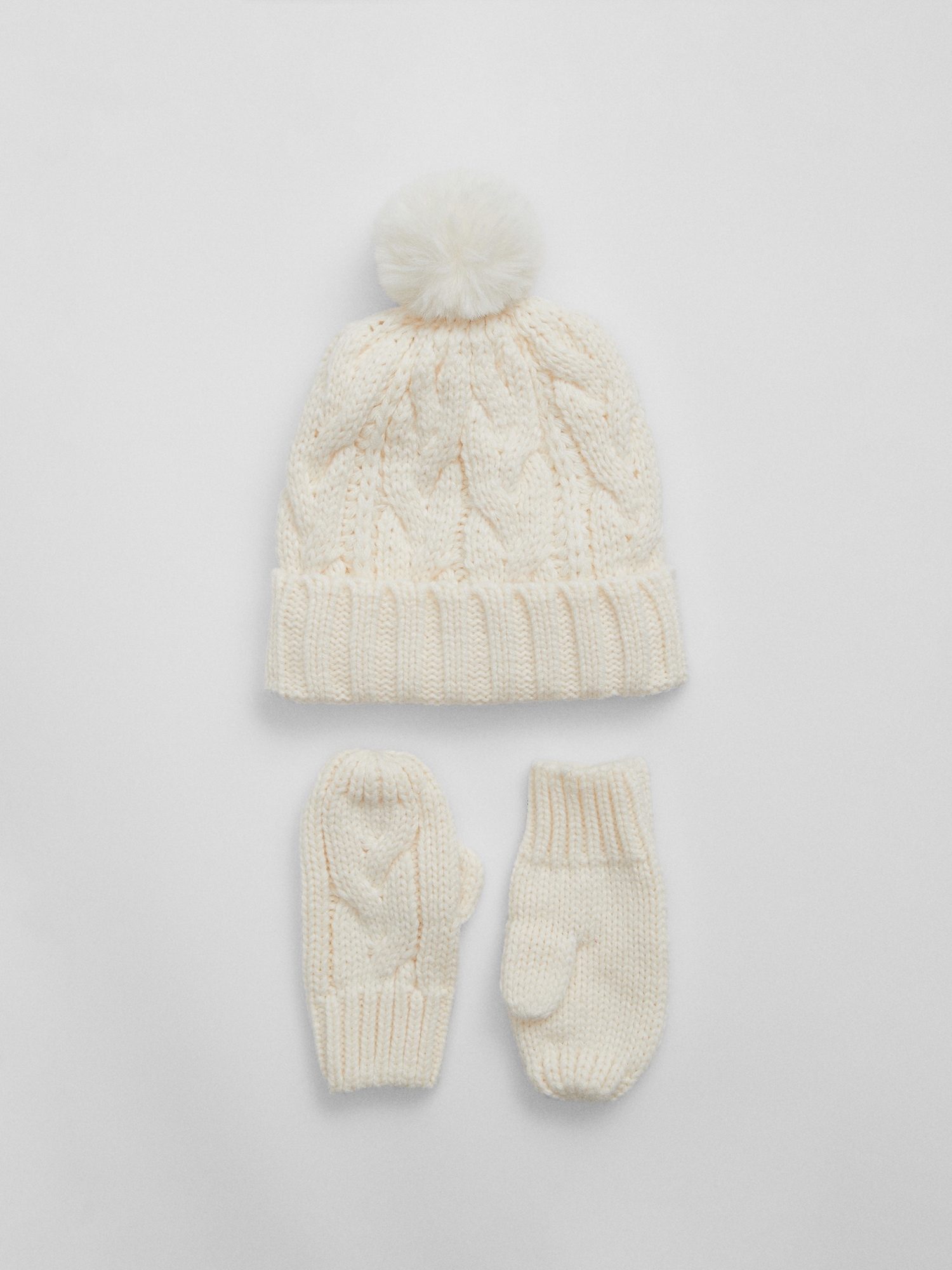 Toddler Cable-Knit Beanie and Mitten Set