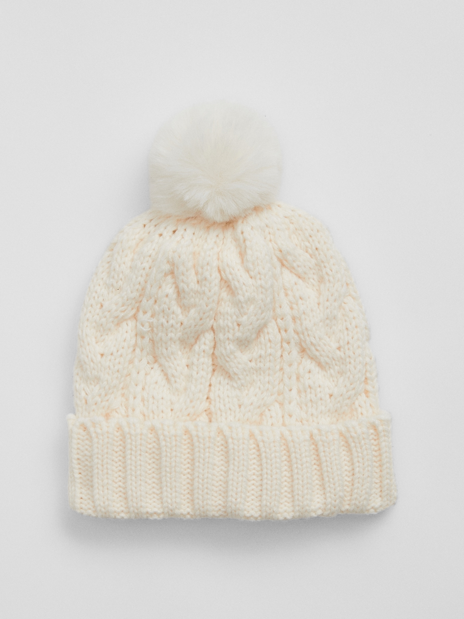 Toddler Cable-Knit Poof Beanie