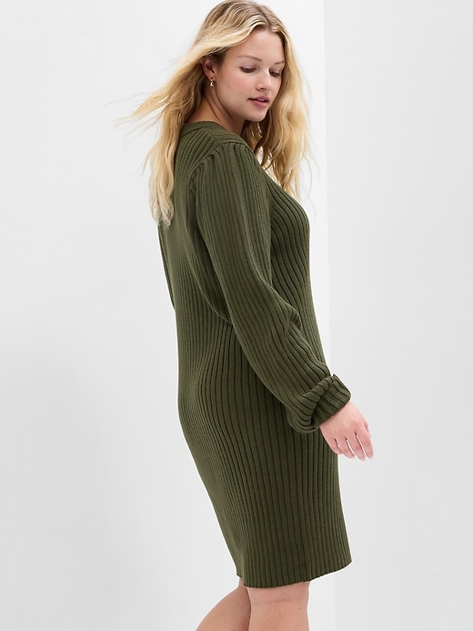 Image number 5 showing, Ribbed Puff Sleeve Sweater Mini Dress