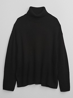 100% Cotton Oversized Split-Hem Mockneck Sweater | Gap