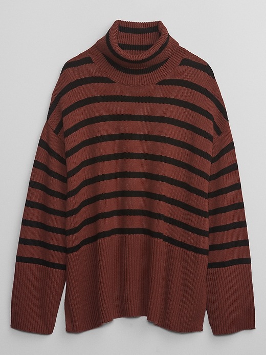【CPGN STUDIO】L/S Heavy Overfit Stripe Half Turtleneck HF-313 - Heavy Fleece Oversized Turtleneck Sweater with