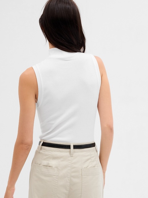 Image number 6 showing, Fitted Sleeveless Mockneck T-Shirt