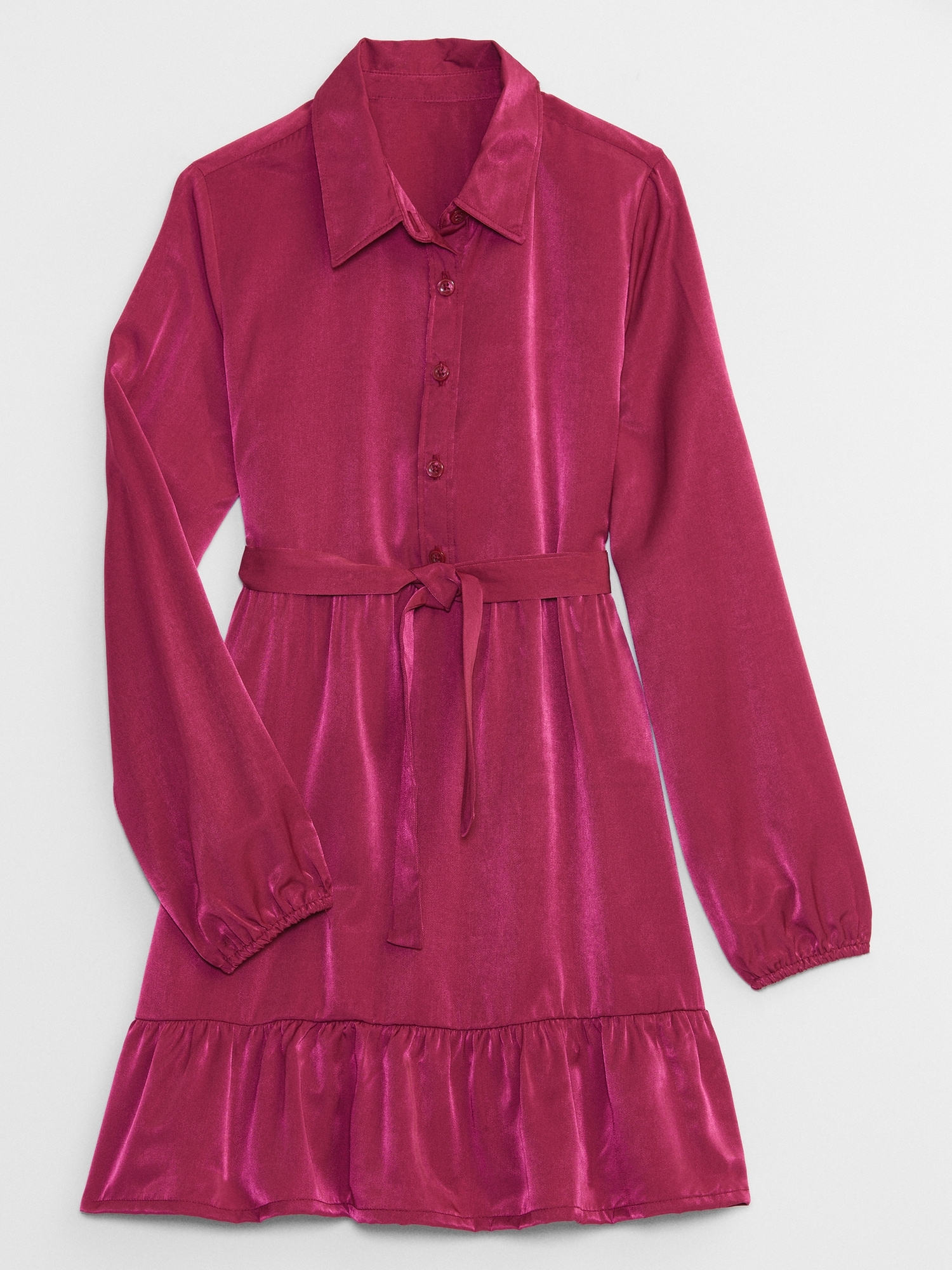 Kids Satin Tiered Shirtdress