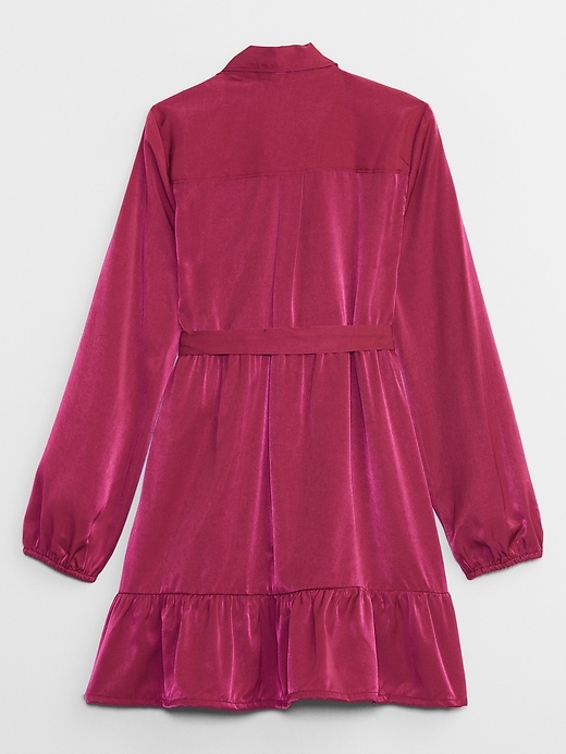 View large product image 2 of 2. Kids Satin Tiered Shirtdress