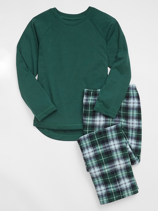 1 of 8 showing, with the color family pj holiday green of product Kids Microfleece PJ Set
