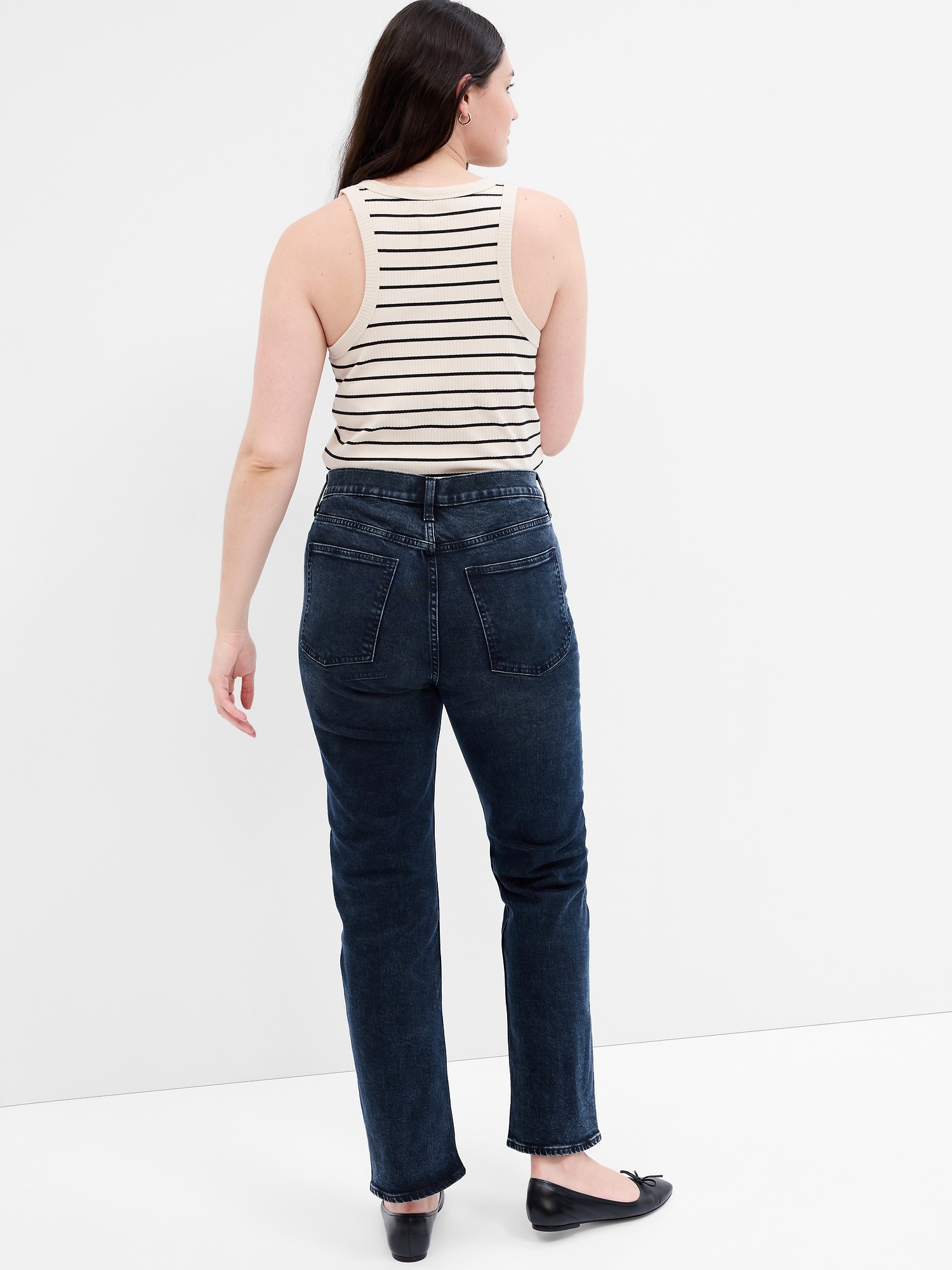 High Rise Straight Jeans with Washwell | Gap Factory