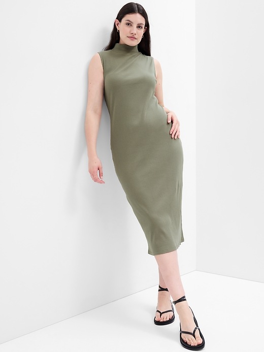 Image number 3 showing, Ribbed Mockneck Midi Dress