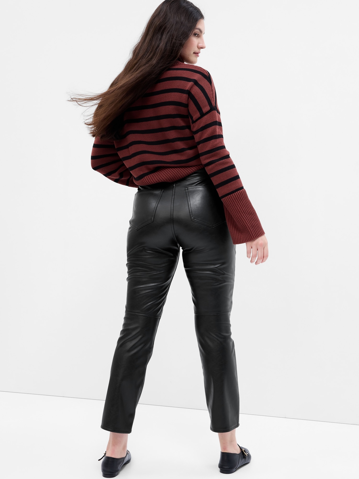 High Rise Vintage Slim Vegan-Leather Pants | Gap Factory