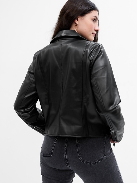 Image number 4 showing, Vegan-Leather Moto Jacket