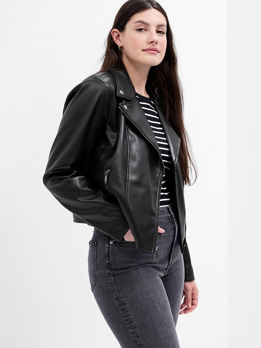 Image number 3 showing, Vegan-Leather Moto Jacket