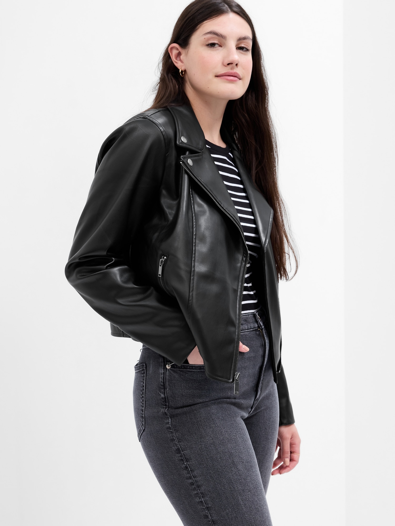 Women's Vegan Leather Moto Jacket, Women's Coats & Jackets