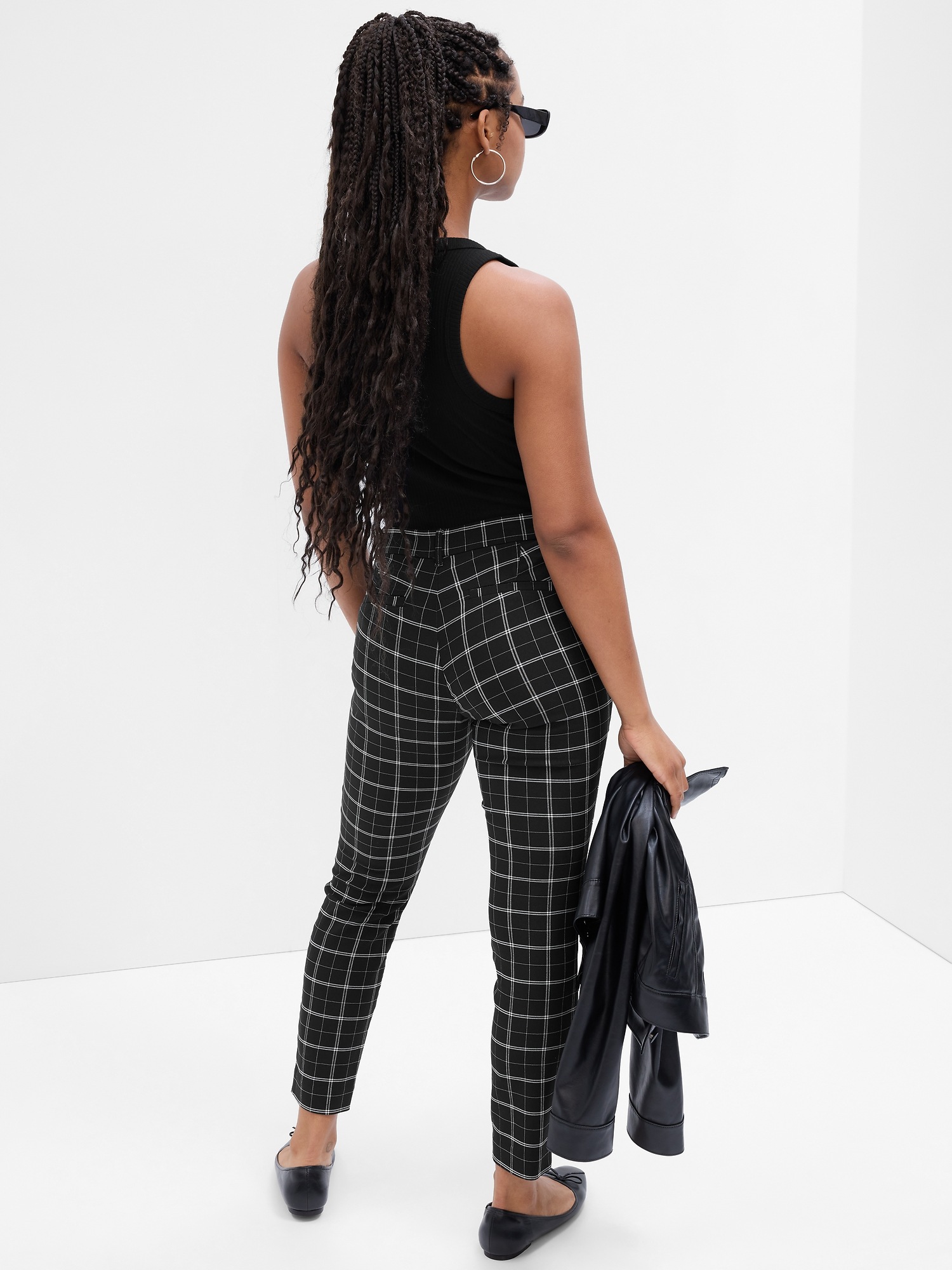 Mid Rise Plaid Skinny Ankle Pants in Bi-Stretch | Gap Factory